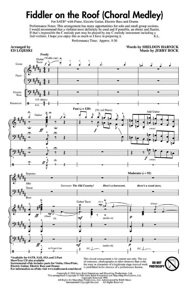 Fiddler on the Roof (Choral Medley)